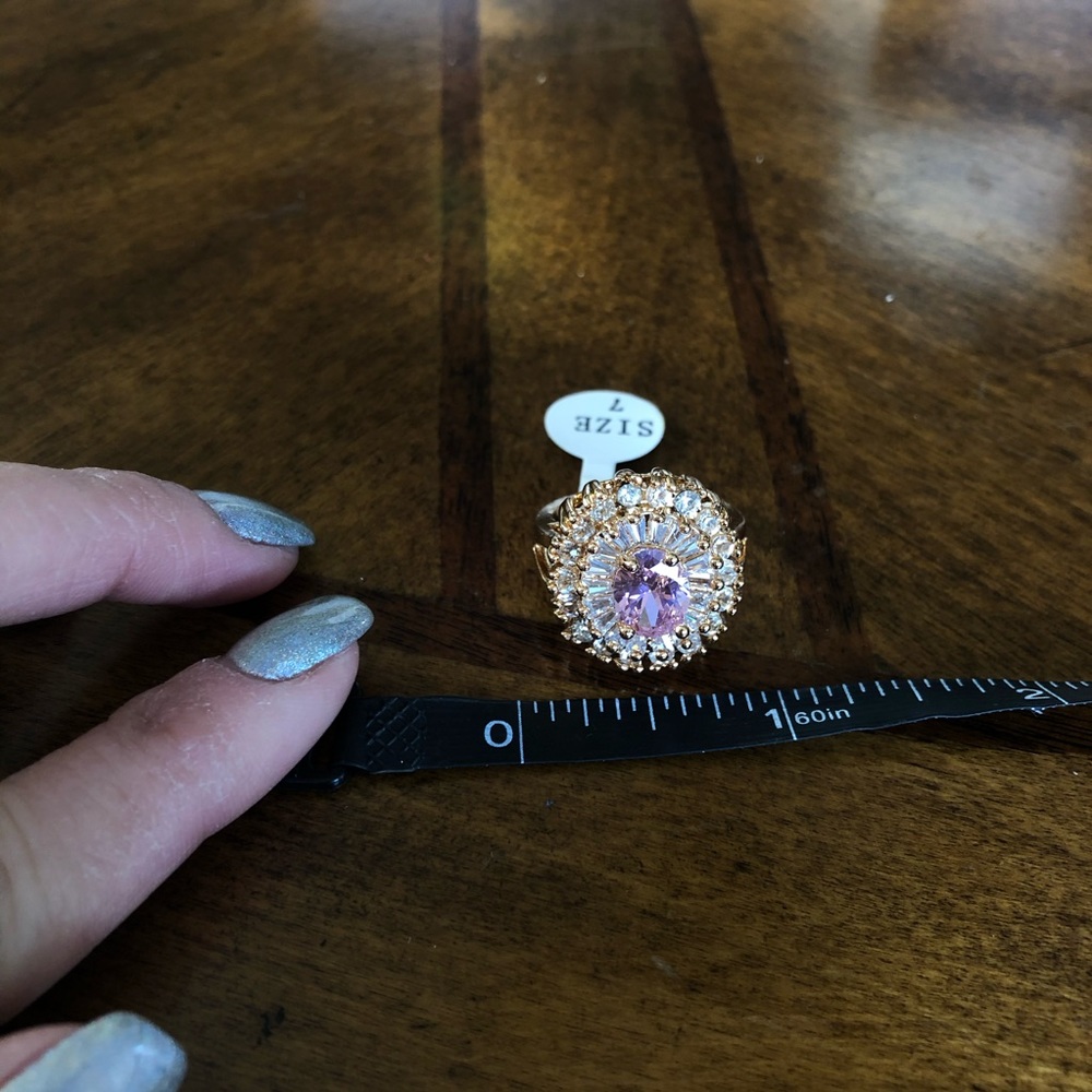 18K Yellow Gold Filled Pink Topaz Rose Quartz Gems - Picture 2 of 3